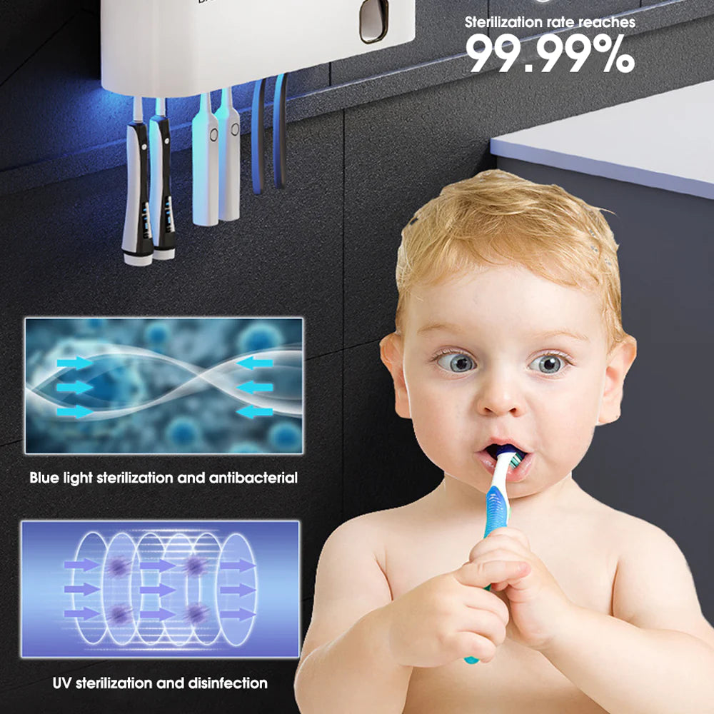 BocaSafe – Esterilizador UV para Cepillos de Dientes con Dispensador de Pasta Recargable